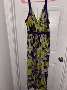Lane Bryant Purple and Yellow Floral Maxi Dress